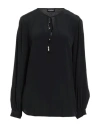 Dondup Woman Top Black Size 8 Acetate, Silk