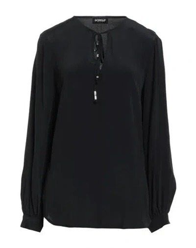 Dondup Woman Top Black Size 8 Acetate, Silk