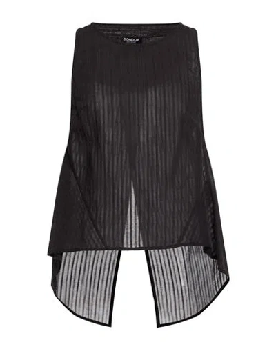 Dondup Woman Top Black Size 8 Cotton, Linen