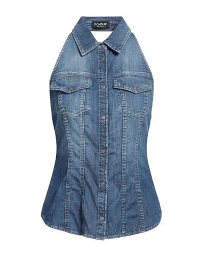 Dondup Halterneck Denim Top In Blue