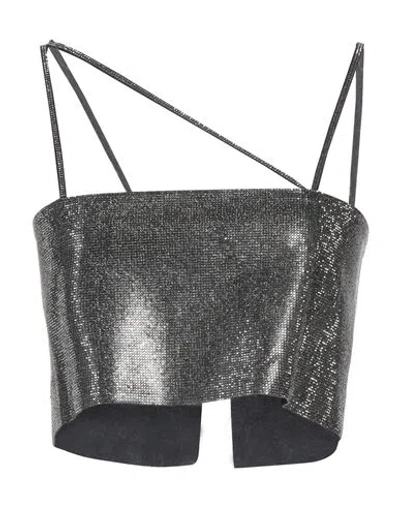 Dondup Woman Top Charcoal Size 8 Cupro, Elastane In Grey