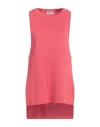 Dondup Woman Top Coral Size 6 Cotton, Viscose, Polyester In Red