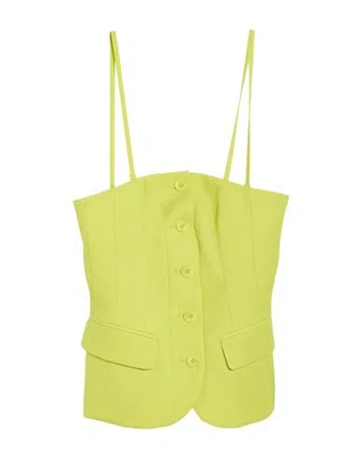 Dondup Woman Top Lime Green Size 10 Virgin Wool, Elastane