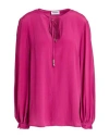 Dondup Woman Top Magenta Size 8 Acetate, Silk