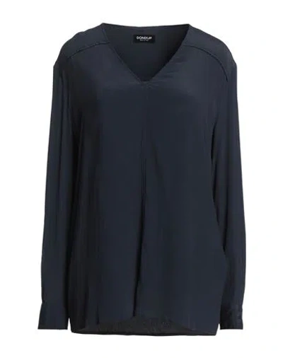 Dondup Woman Top Midnight Blue Size 8 Acetate, Silk