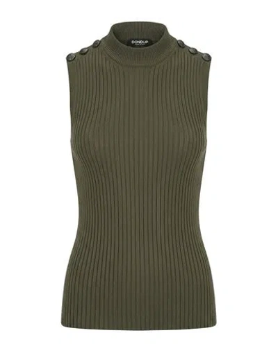 Dondup Woman Top Military Green Size 4 Viscose, Polyester, Polyamide In Multi
