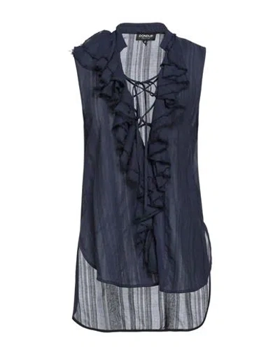 Dondup Woman Top Navy Size 4 Cotton, Viscose In Navy