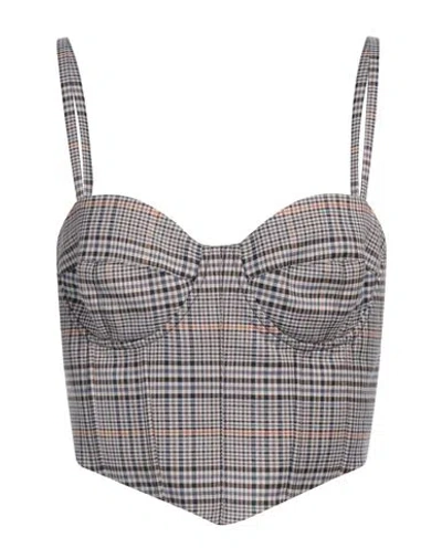 Dondup Woman Top Navy Size 8 Polyester, Viscose, Elastane In Multi