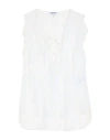 Dondup Woman Top Off White Size L Viscose, Polyamide, Polyester