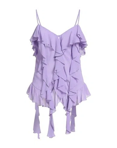 Dondup Woman Top Purple Size 6 Viscose In Blue