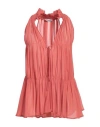 Dondup Woman Top Salmon Pink Size 4 Viscose