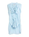 Dondup Woman Top Sky Blue Size 6 Cotton, Viscose
