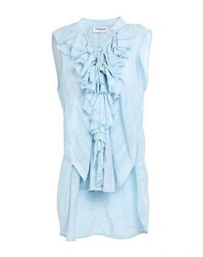 Dondup Woman Top Sky Blue Size 6 Cotton, Viscose