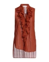 Dondup Woman Top Tan Size 4 Cotton, Viscose In Brown