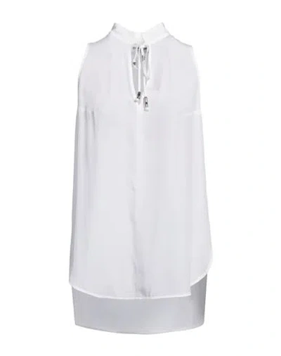 Dondup Woman Top White Size 6 Acetate, Silk