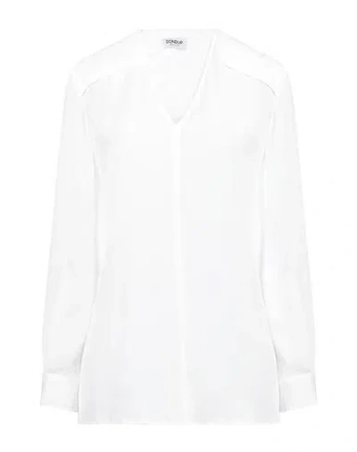 Dondup Woman Top White Size 8 Acetate, Silk In Neutral
