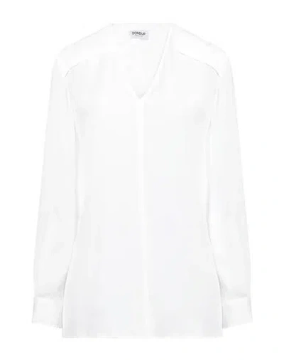 Dondup Woman Top White Size 8 Acetate, Silk