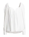 Dondup Woman Top White Size 8 Acetate, Silk In White