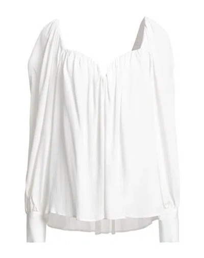 Dondup Woman Top White Size 8 Acetate, Silk