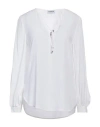 Dondup Woman Top White Size 8 Acetate, Silk