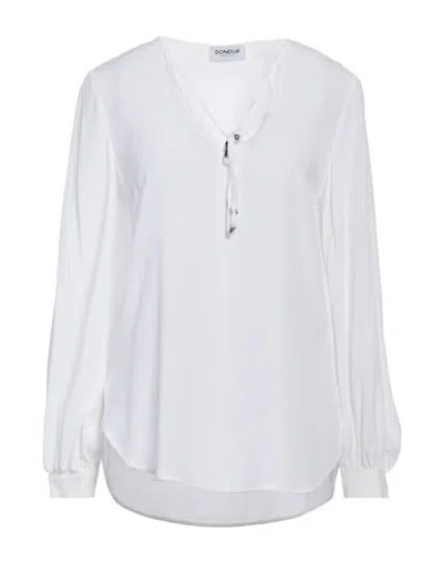 Dondup Woman Top White Size 8 Acetate, Silk