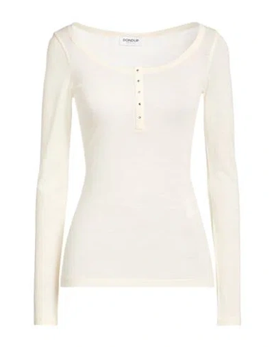 Dondup Woman T-shirt Cream Size L Wool, Polyamide In White