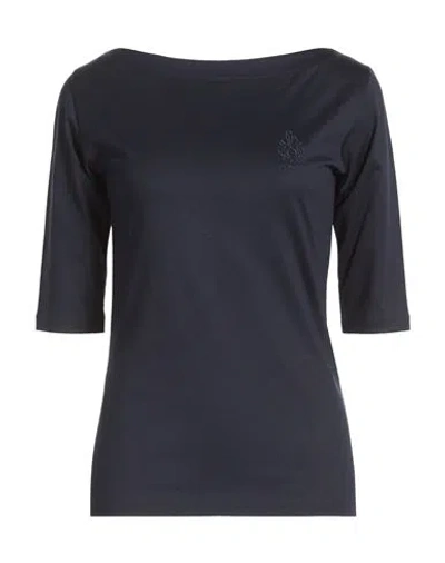 Dondup Woman T-shirt Midnight Blue Size M Cotton In Black