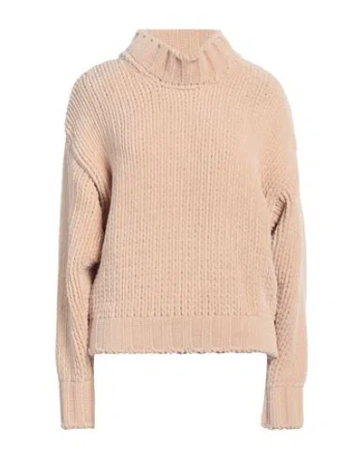 Dondup Woman Turtleneck Beige Size 10 Polyamide In Neutral