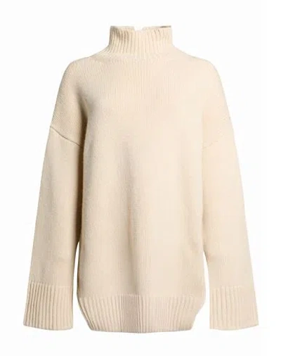 Dondup Woman Turtleneck Beige Size 10 Wool, Cashmere In Animal Print