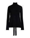 Dondup Woman Turtleneck Black Size 12 Viscose, Polyester In Black