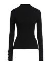 Dondup Woman Turtleneck Black Size 6 Viscose, Polyester, Polyamide