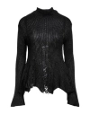 Dondup Woman Turtleneck Black Size 8 Viscose, Wool, Acrylic, Polyester In Black