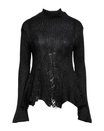 Dondup Woman Turtleneck Black Size 8 Viscose, Wool, Acrylic, Polyester