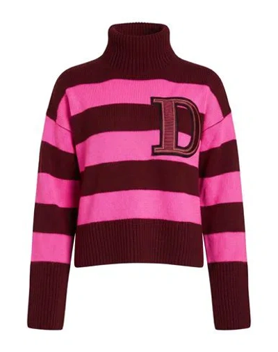 Dondup Woman Turtleneck Burgundy Size 2 Wool In Pink