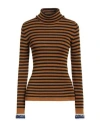 Dondup Woman Turtleneck Camel Size 12 Merino Wool In Beige
