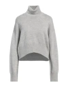 Dondup Woman Turtleneck Grey Size 8 Wool