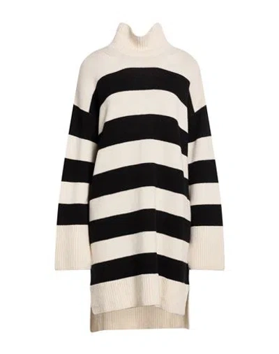 Dondup Woman Turtleneck Ivory Size 10 Wool In Multi