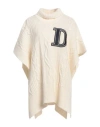 Dondup Woman Turtleneck Ivory Size 6 Wool, Polyamide In White