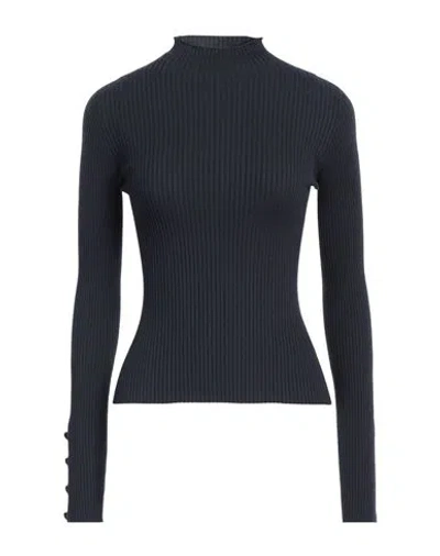 Dondup Woman Turtleneck Midnight Blue Size 4 Viscose, Polyester, Polyamide