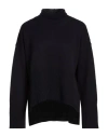 Dondup Woman Turtleneck Midnight Blue Size 6 Wool In Black
