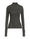 Dondup Fitted Turtleneck With Buttons On The Sleeves In Green