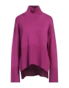 Dondup Woman Turtleneck Purple Size 8 Wool