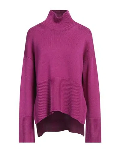 Dondup Woman Turtleneck Purple Size 8 Wool In Purple