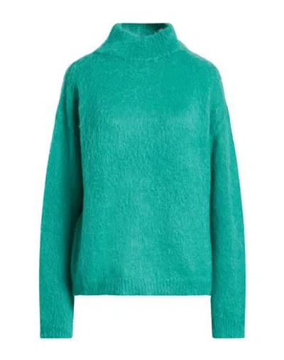 Dondup Woman Turtleneck Turquoise Size 6 Polyamide, Mohair Wool, Virgin Wool In Blue