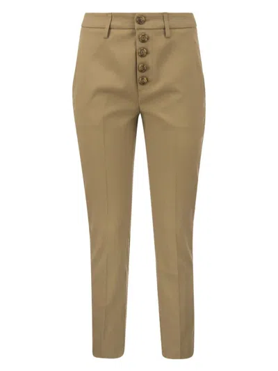 DONDUP WOMEN'S CARMEN - SLIM GABARDINE LYOCELL TROUSERS