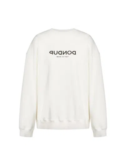 Dondup Women's Hoodies  - Over Sweatshirt In Diagonal Sweatshirt - White