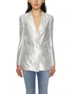 Dondup Laminated Blazer Jacket In Silver