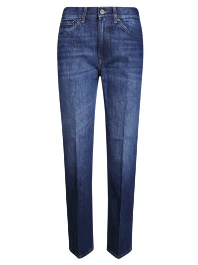Dondup Logo-plaque Straight-leg Jeans In Blue