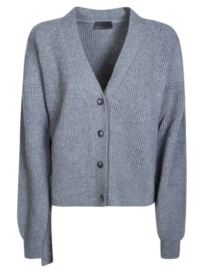 Dondup Ribbed-knit V-neck Cardigan In Gray