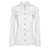 Dondup Woman Denim Shirt White Size 2 Cotton, Elastane